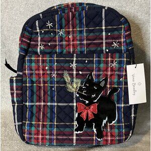 NEW Vera Bradley Scottie Dog Small Backpack Tartan Quilted Plaid Christmas